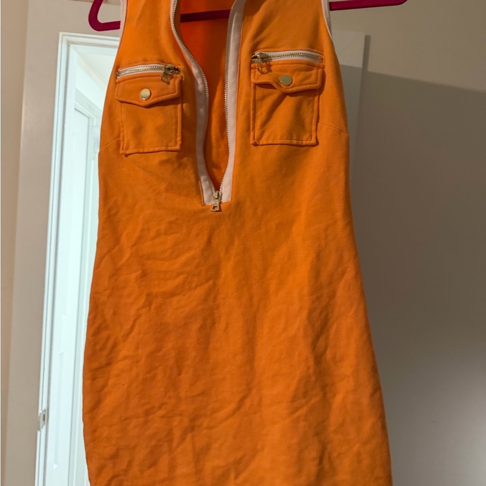 Boston Proper Vibrant Orange Mini Dress